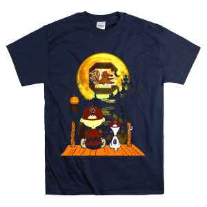South Carolina Gamecocks Halloween Moonlit Reflection With Characters T-Shirt