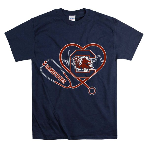 South Carolina Gamecocks Heartbeat Stethoscope T Shirt 1 Navy