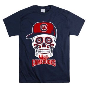 South Carolina Gamecocks Skull Design With Hat And Icons T-Shirt