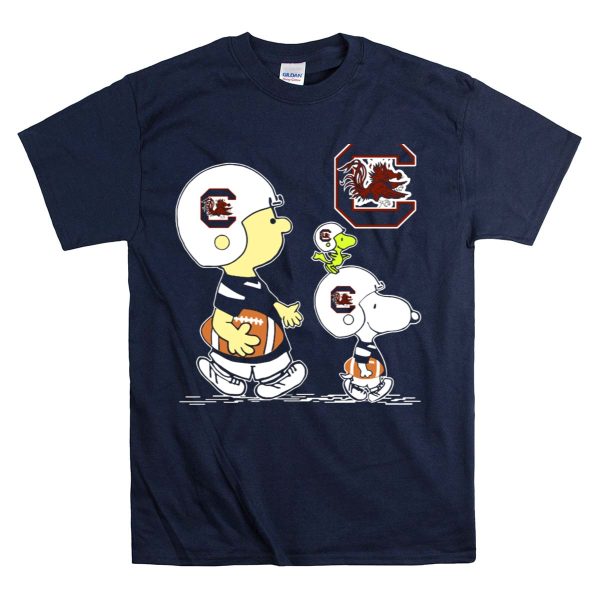 South Carolina Gamecocks Snoopy and Friends Football Helmets T Shirt 1 Navy