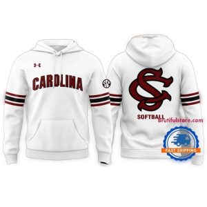 South Carolina Gamecocks Softball 2025 White All-Over Print Hoodie