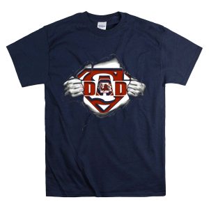 South Carolina Gamecocks Super Dad Logo With Torn Shirt Effect T-Shirt