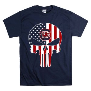 South Carolina Gamecocks The Punisher American Flag Skull T-Shirt