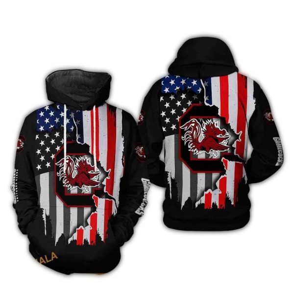 South Carolina Gamecocks US Flag NCAA 3D Hoodie Sweatshirt Shirt