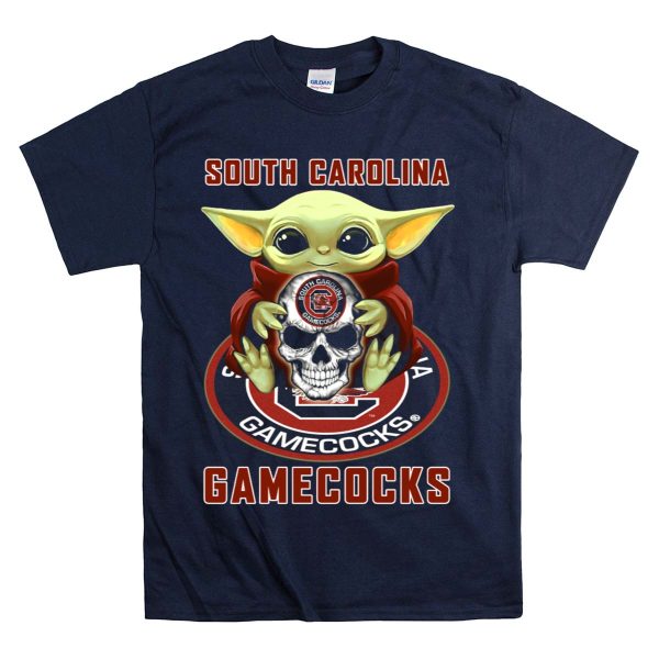South Carolina Gamecocks Yd1404 Baby Alien Skull Circle T Shirt 1 Navy