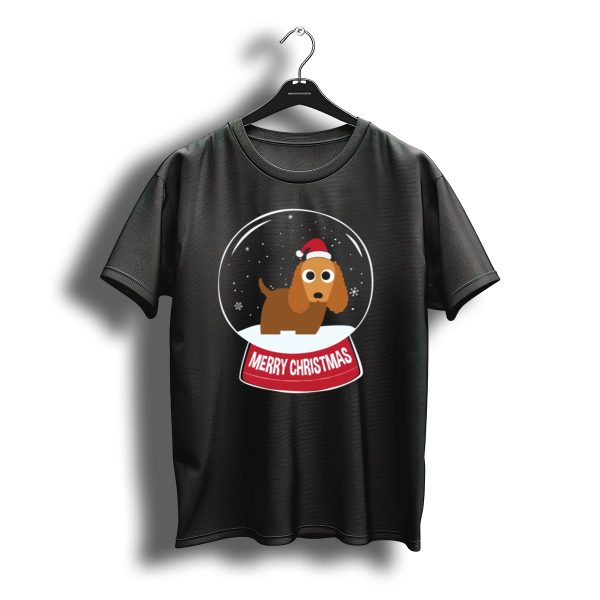Spaniel Cocker Merry Christmas Snowball Santa Hat Snow Globe T Shirt t shirt 1