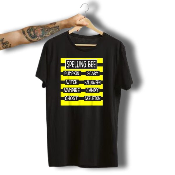 Spelling Bee Pumpkin Scary Witch Halloween Vampire Candy Ghost Skeleton T Shirt t shirt 1