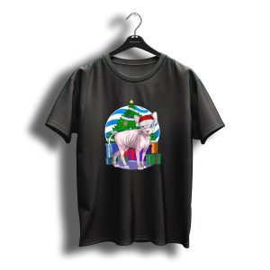 Sphynx Cat Santa With Presents And Christmas Tree Decor T-Shirt