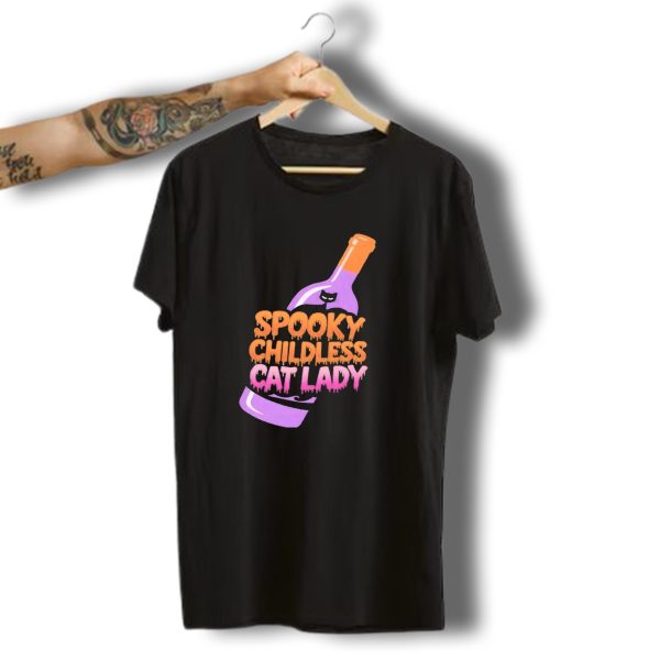 Spooky Childless Cat Lady Purple Bottle Halloween T Shirt t shirt 1