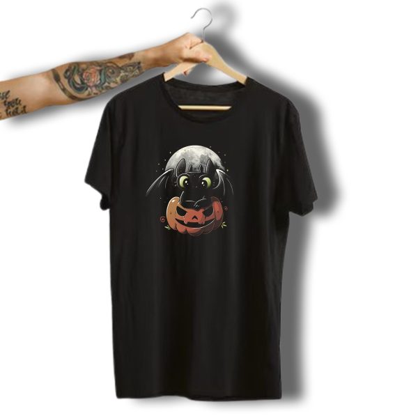Spooky Dragon Moonlit Pumpkin Halloween Scene T Shirt t shirt 1
