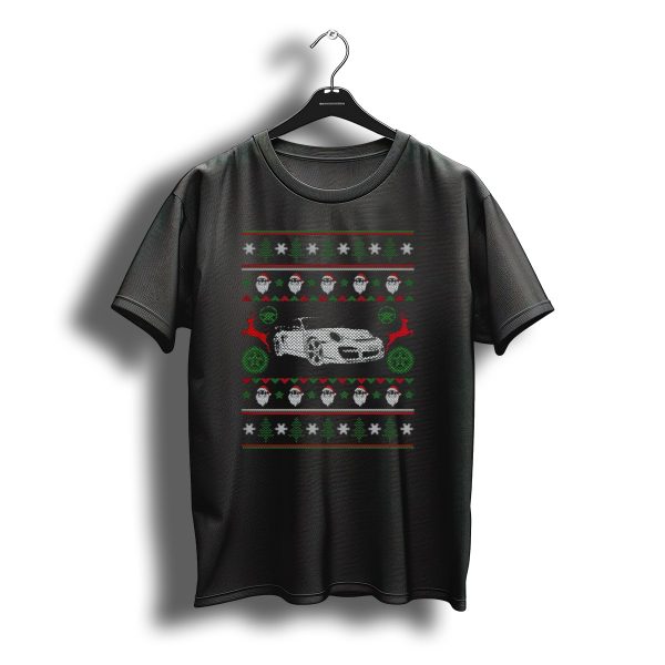 Sportscar Christmas Santa Reindeer Snowflakes Trees T Shirt t shirt 1