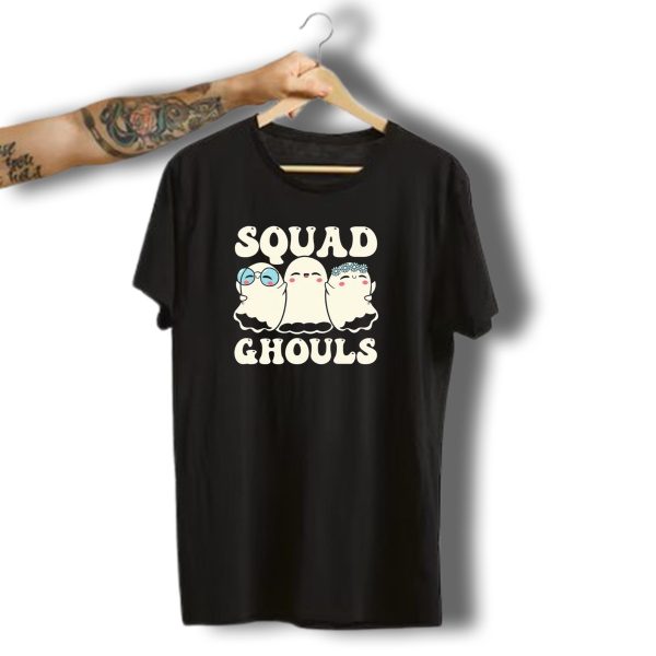 Squad Ghouls Halloween Cute Ghosts With Glasses And Flowers T Shirt t shirt 1