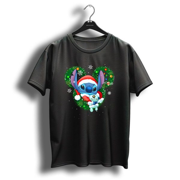 St Head Green Christmas Stitch Santa Holding Scrump T Shirt 1 t shirt 1