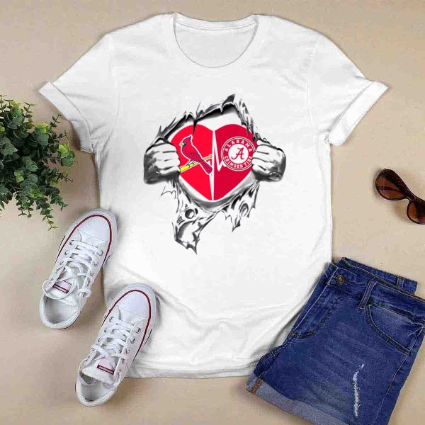 St Louis Cardinals Alabama Crimson Tide Heart Logo Fan Symbol T Shirt Style 1 0