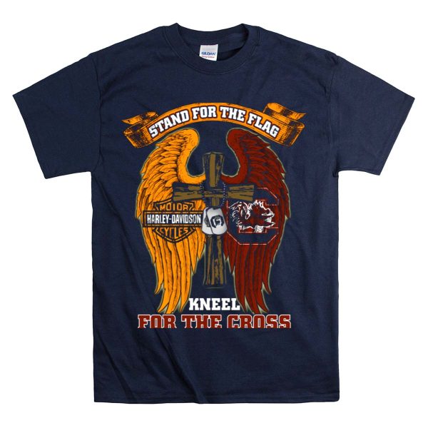 Stand For The Flag Kneel For The Cross HD South Carolina Gamecocks T Shirt 1 Navy
