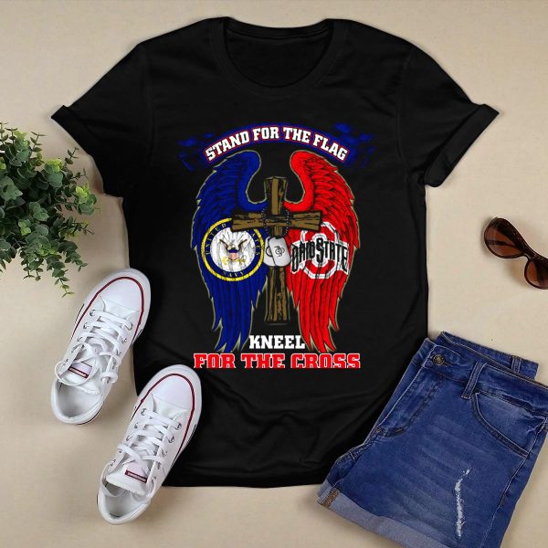 Stand For The Flag Kneel For The Cross Us Navy Ohio State Buckeyes T Shirt Black 1