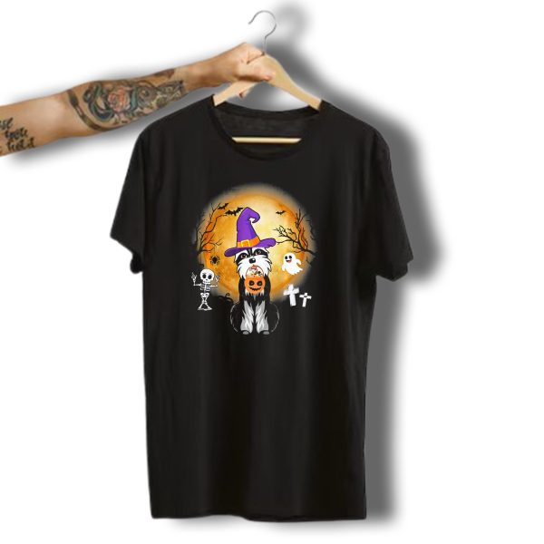 Standard Schnauzer Witch Halloween Moon Ghost Skeleton Pumpkin T Shirt t shirt 1