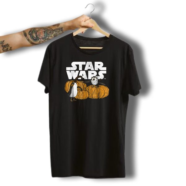 Star Wars Porg Pumpkin Halloween Patch Scene T Shirt t shirt 1