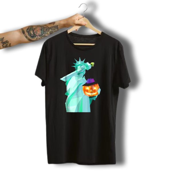 Statue Of Liberty Dabbing With Halloween Pumpkin T Shirt t shirt 1