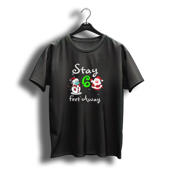 Stay 6 Feet Away Santa Snowman Christmas Mask T Shirt t shirt 1