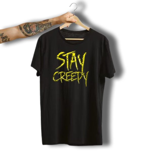 Stay Creepy Halloween Horror Style Text In Yellow T Shirt t shirt 1