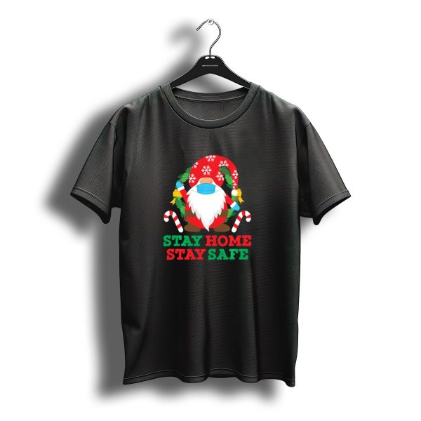 Stay Home Stay Safe Santa Claus Christmas Mask Candy Canes T Shirt t shirt 1