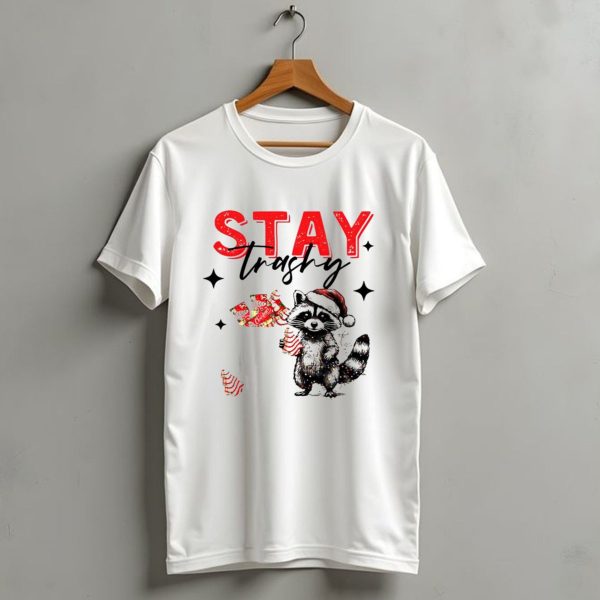 Stay Trashy Christmas Raccoon Santa Hat Trash Can Holiday Cheer T Shirt 1 t shirt 1