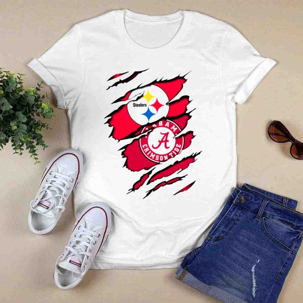 Steelers Alabama Crimson Tide Fan Logo Collaboration T Shirt Style 1 0