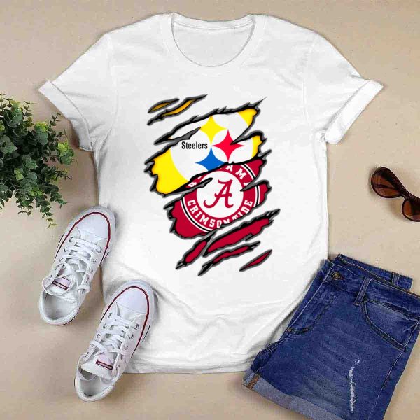 Steelers Alabama Crimson Tide Rip T Shirt Style 1 0