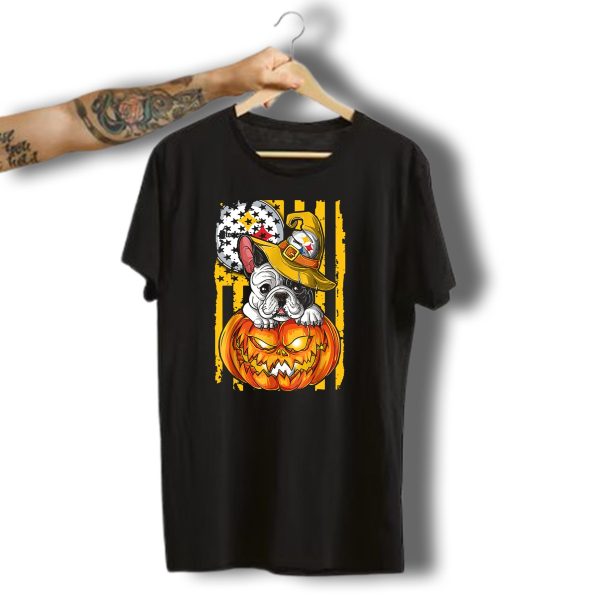 Steelers Bulldog Halloween Pumpkin Pittsburgh T Shirt t shirt 1