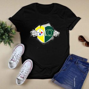 Steelers Oregon Ducks Heart Logo Fusion T-Shirt