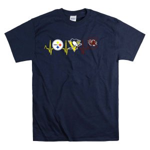 Steelers Penguins Gamecocks Heartbeat Ekg T-Shirt
