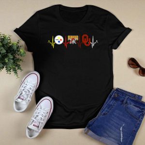 Steelers Pirates Oklahoma Sooners Heartbeat T-Shirt