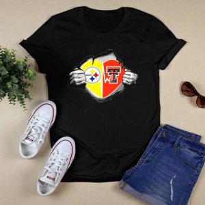 Steelers Texas Tech Heart Logo Fusion T-Shirt