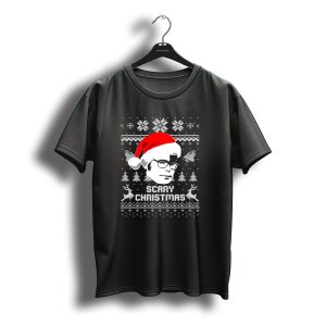Stephen King Scary Christmas Ugly Sweater Santa Hat Reindeer Snowflakes T-Shirt