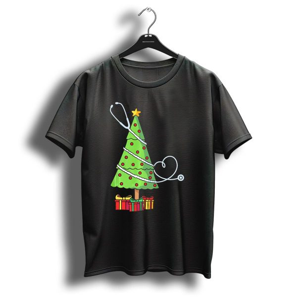 Stethoscope Doctor Medical Christmas Tree With Festive Presents T Shirt 1 t shirt 1