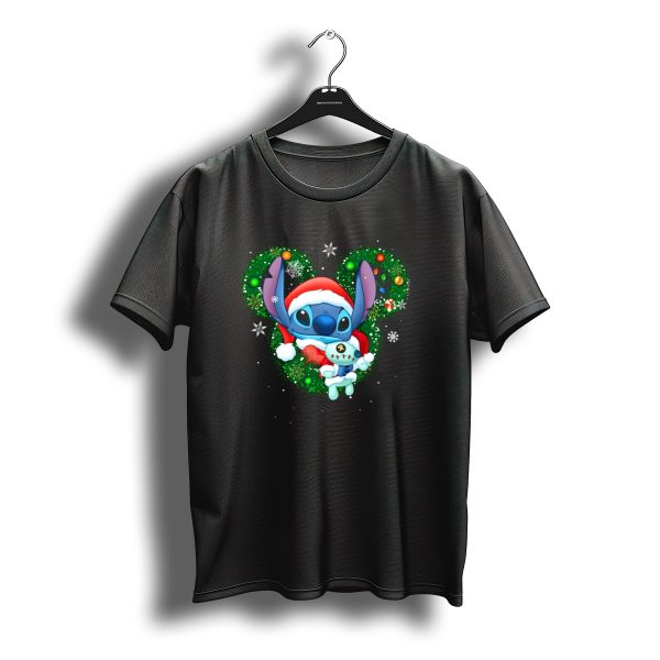 Stitch Christmas Santa Hat Holiday Wreath Snowflakes T Shirt t shirt 1