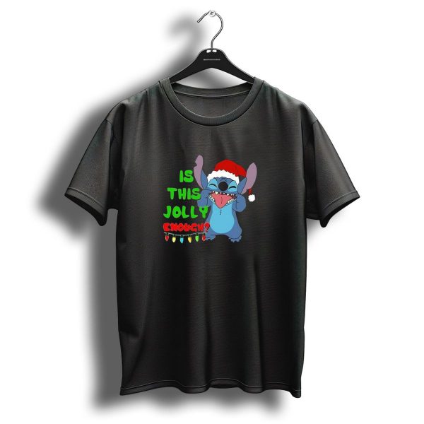 Stitch Is This Jolly Enough Christmas Lights Santa Hat T Shirt 1 t shirt 1