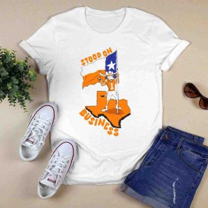 Stood On Business Texas Longhorns Mascot Holding Lone Star Flag T-Shirt