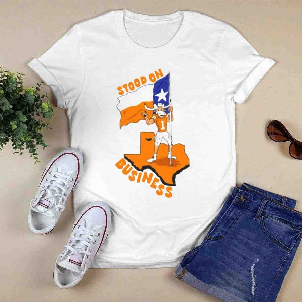 Stood On Business Texas Longhorns Mascot Holding Lone Star Flag T Shirt 1 0