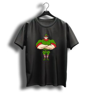 Strong Arm Big Man Elf Christmas Helper T-Shirt