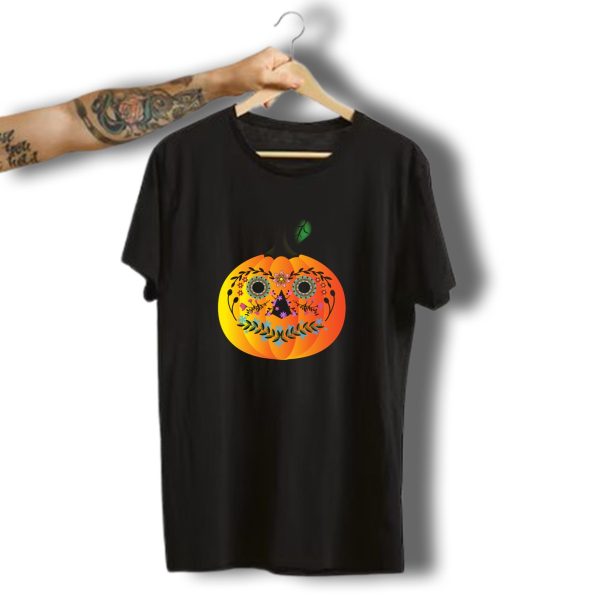 Sugar Skull Pumpkin Halloween Day Of The Dead Fiesta T Shirt t shirt 1