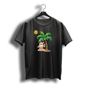 Summer Santa Claus Christmas Mele Tropical Palm Tree Festive Cocktail T-Shirt