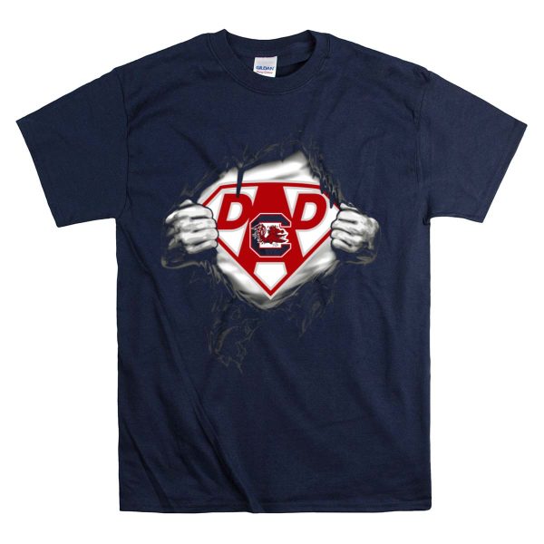 Super Dad South Carolina Gamecocks Emblem Tearing T Shirt 1 Navy