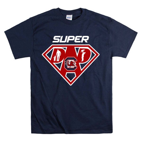Super South Carolina Gamecocks Dad Hero Logo With Family And Tools T Shirt 1 Navy