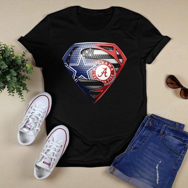 Superman Alabama Crimson Tide Dallas Cowboys Logo Mashup T Shirt Style 1 Black 1