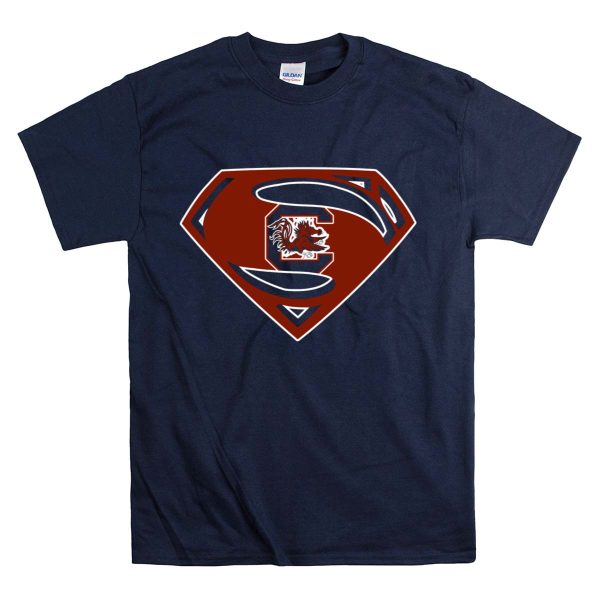 Superman Gamecocks Emblem with University of South Carolina T Shirt 1 Navy
