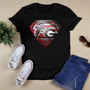 Superman Georgia Bulldogs Atlanta Falcons American Flag T Shirt