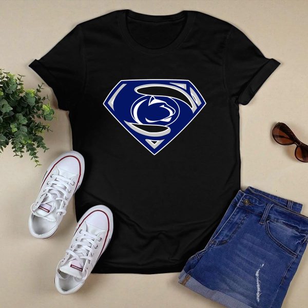 Superman Penn State Nittany Lions Emblem T Shirt Black 1