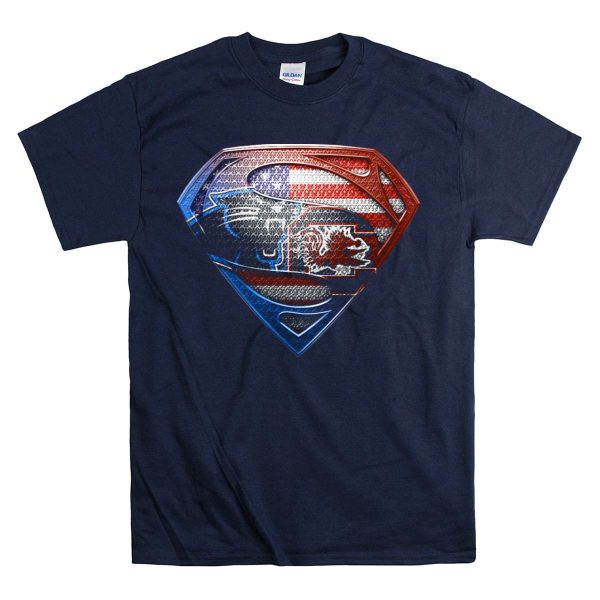 Superman Shield American Flag Panthers Gamecocks T Shirt 1 Navy